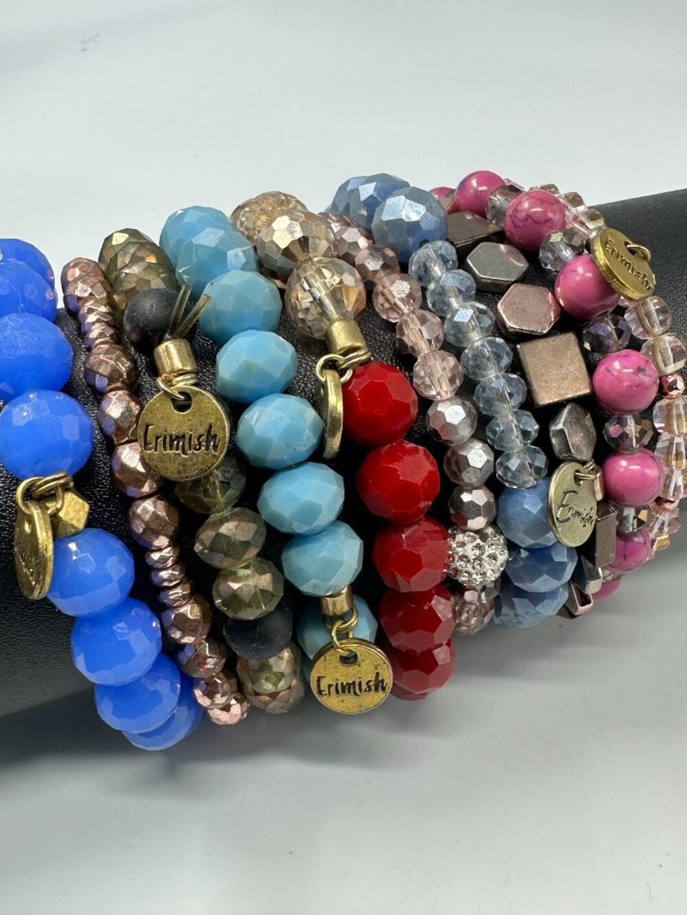 Erimish Stretch Bracelet Lot Beaded Stackable Mixed Colors Glass Wood Stack